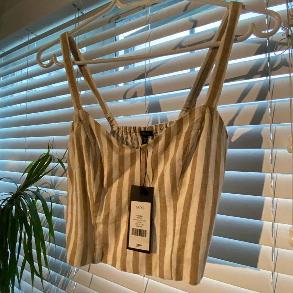 NEE WITH TAGS Dynamite stripe linen bustier